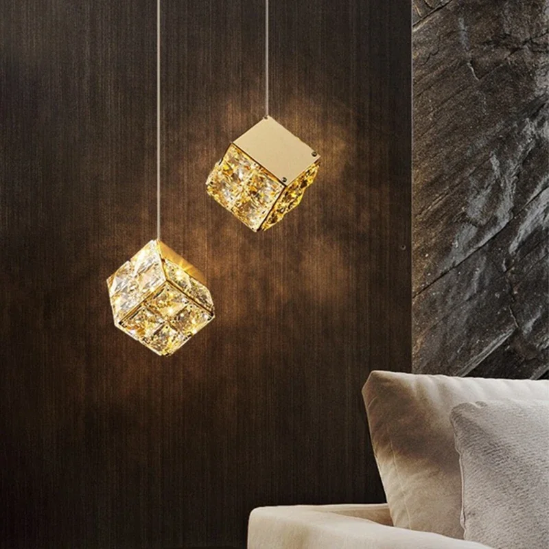 LED Pendant Lamp Crystal Light Rubik's Cube Indoor Home Bbedroom Bedside Living Room Dining Room Staircase Bar LED Pendant Lamp