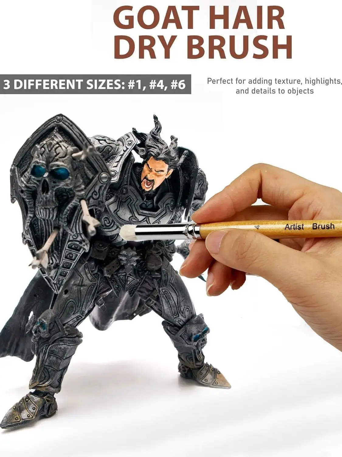 Zestaw miniaturowych pędzli malarskich - wysokiej jakości suche pędzle z koziej sierści do malowania modeli, zestaw kopułkowych pędzli do modeli w skali i miniatur — zdjęcie 2