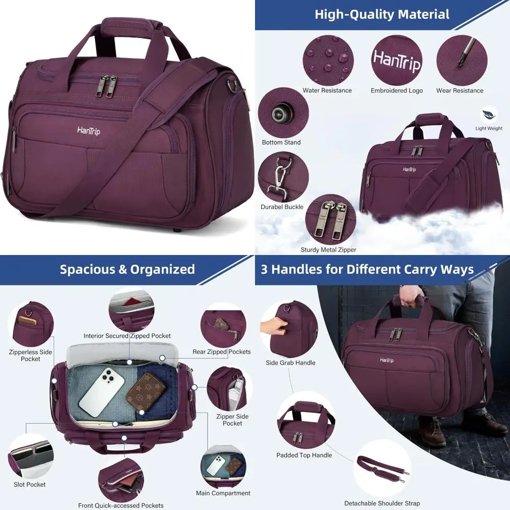 

Складные вещевые сумки для путешествий — сумки для самолетов под сиденьем, ночь Weekender для мужчин, багаж для личных предметов