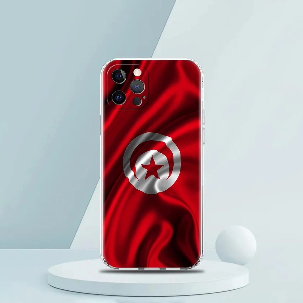 Tunisia Flag Soft Transparent Phone Case Cover for iPhone 16 15 14 13 12 11 Pro Max XR 8 7 Plus XS Max Shockproof Shell Fundas