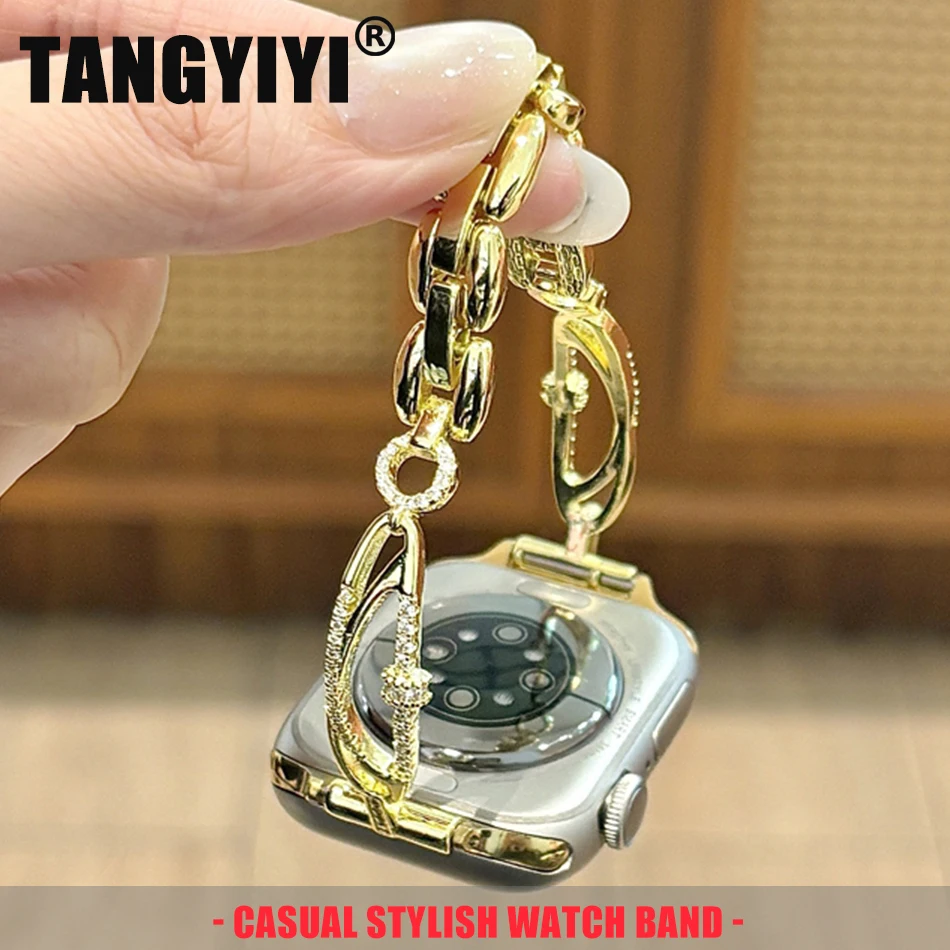 

Luxury Star Ring Diamond Bracelet For Apple Watch Band S11/10/9/8/7/6/SE/Ultra Copper Strap For iWatch 49/46/45/44/42/41/40/38mm