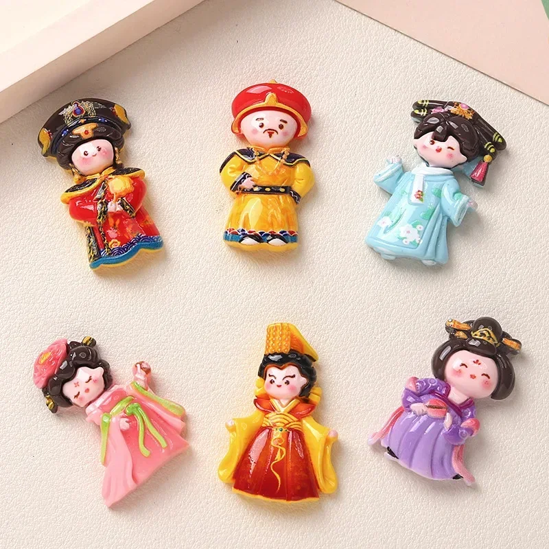 10/100pcs Resin Accessories Chinese Court Characters Series Scrapbooking DIY Craft Children Handmade Hairpin Frame Cup Materials