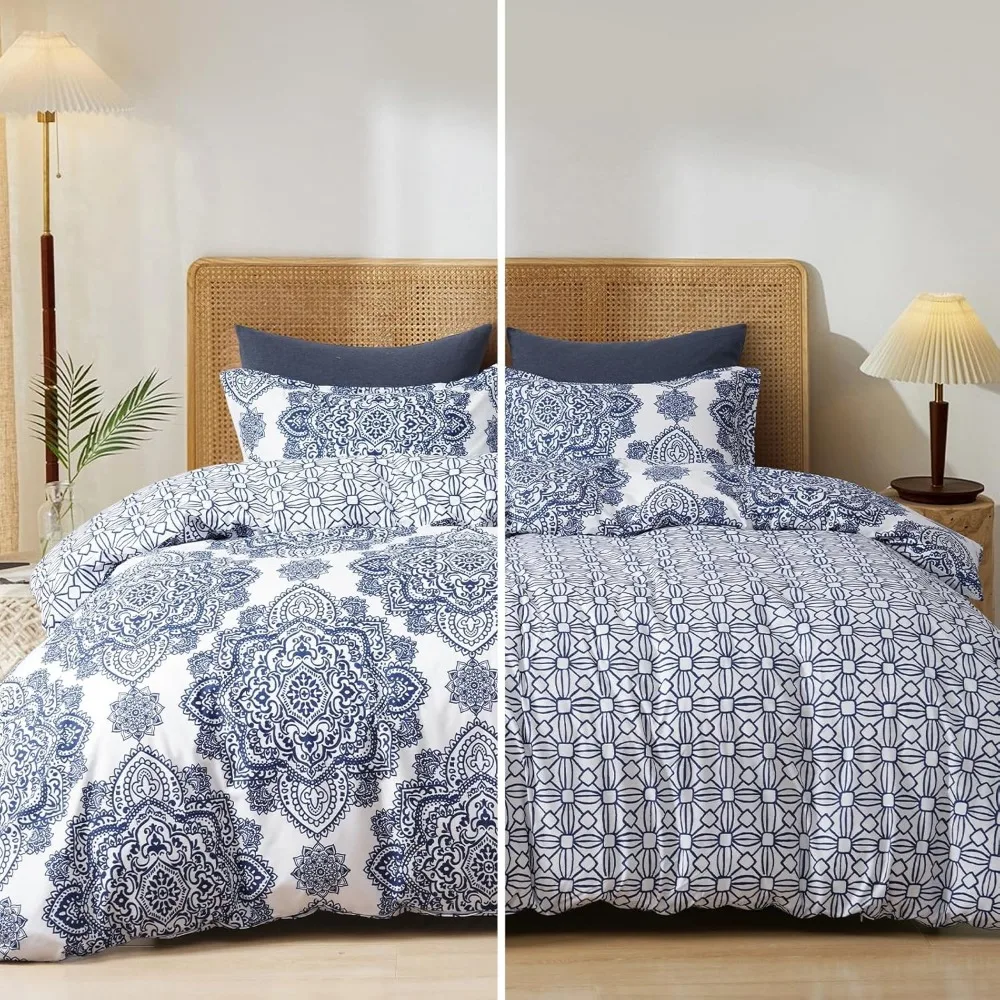 مجموعة غطاء لحاف فائق النعومة بنمط بيزلي بحجم كينج، 3 قطع مريحة على طراز المزرعة مع كيس وسادتين