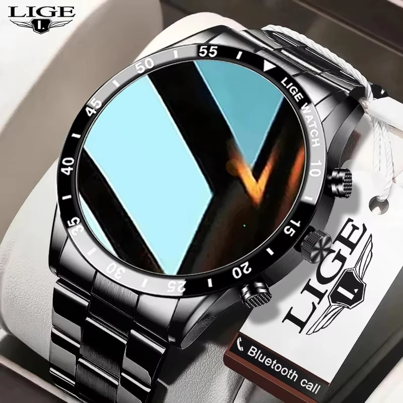 LIGE 2024 Men Smart Watch Men Wireless Call Calories Sport Watch For Android IOS New Heart Rate Blood Oxygen Monitor Smartwatch