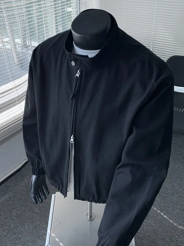 

Entong American Retro Bla Stand Collar Loose Fit Men's Jaet Spring Autumn New Sle Versatile Workwear Outerwear Trendy