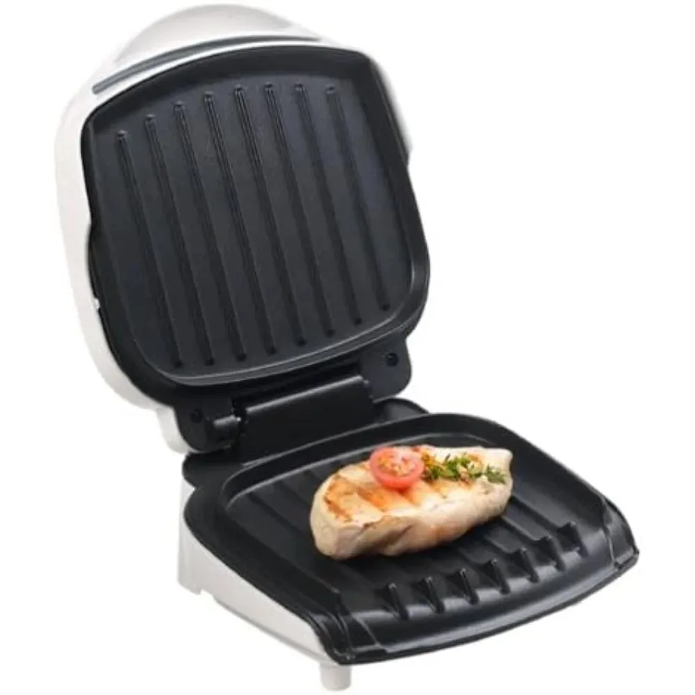 Electric Grill with Bun Warmer, Easy to Clean Inside, with Patented Grill Grooves 1200 Watts, Indigo