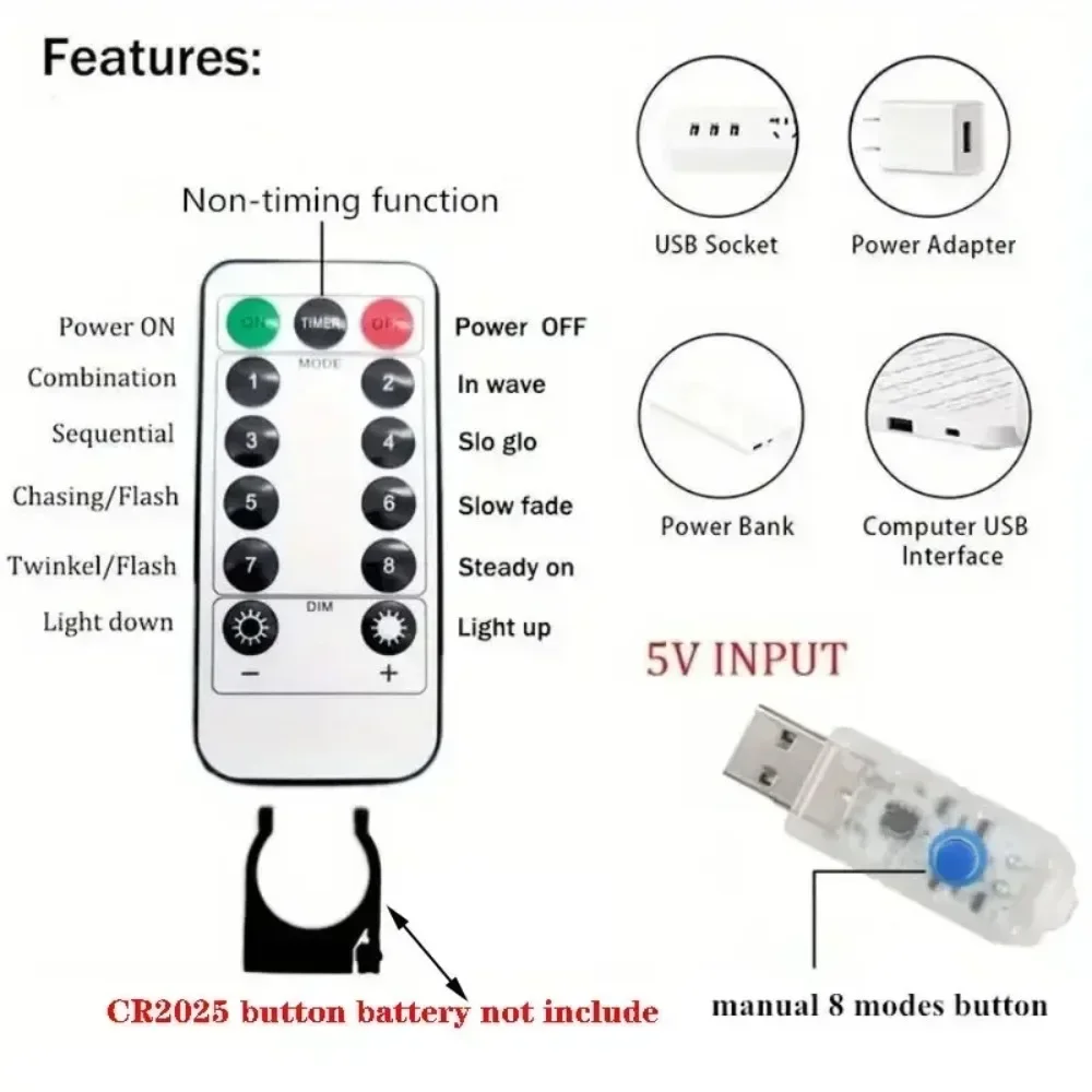 USB LED 3/6 متر الستار سلسلة أضواء 8 طرق التحكم عن بعد الزفاف الجنية جارلاند أضواء لغرفة النوم زينة عيد الميلاد للمنزل