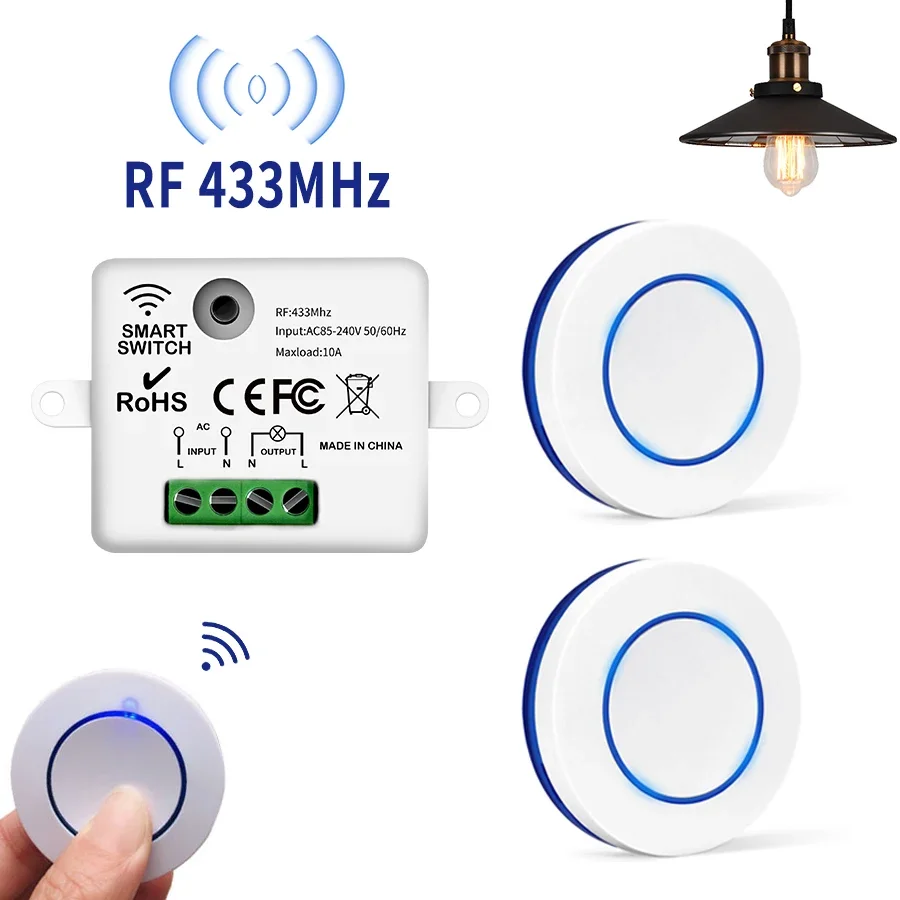 Wireless Lights Switch Kit, Muti Way Switch，No Wifi Needed, Remote Control Lighting Fixture For Led, Ceiling Lights And Lamps