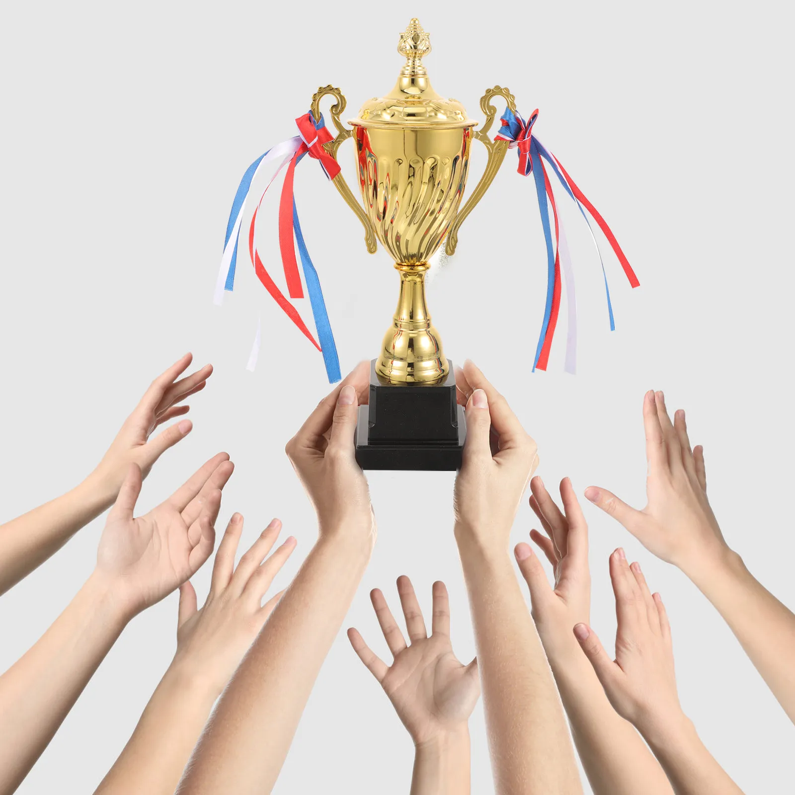 1Pcs Metal Trophy with Black Plastic Base Golden Cup Design for School Sports Day Track Field Spelling Bee Competition Award