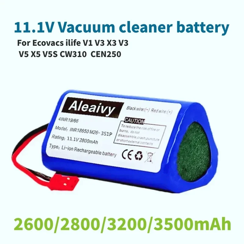 11.1V 2600mah/3200mah/3500mAh Li-Ion Battery 12V For Ecovacs ilife V1 V3 X3 V3 V5 X5 V5S CW310 CEN250 ML009 V700 PANDA BTG90