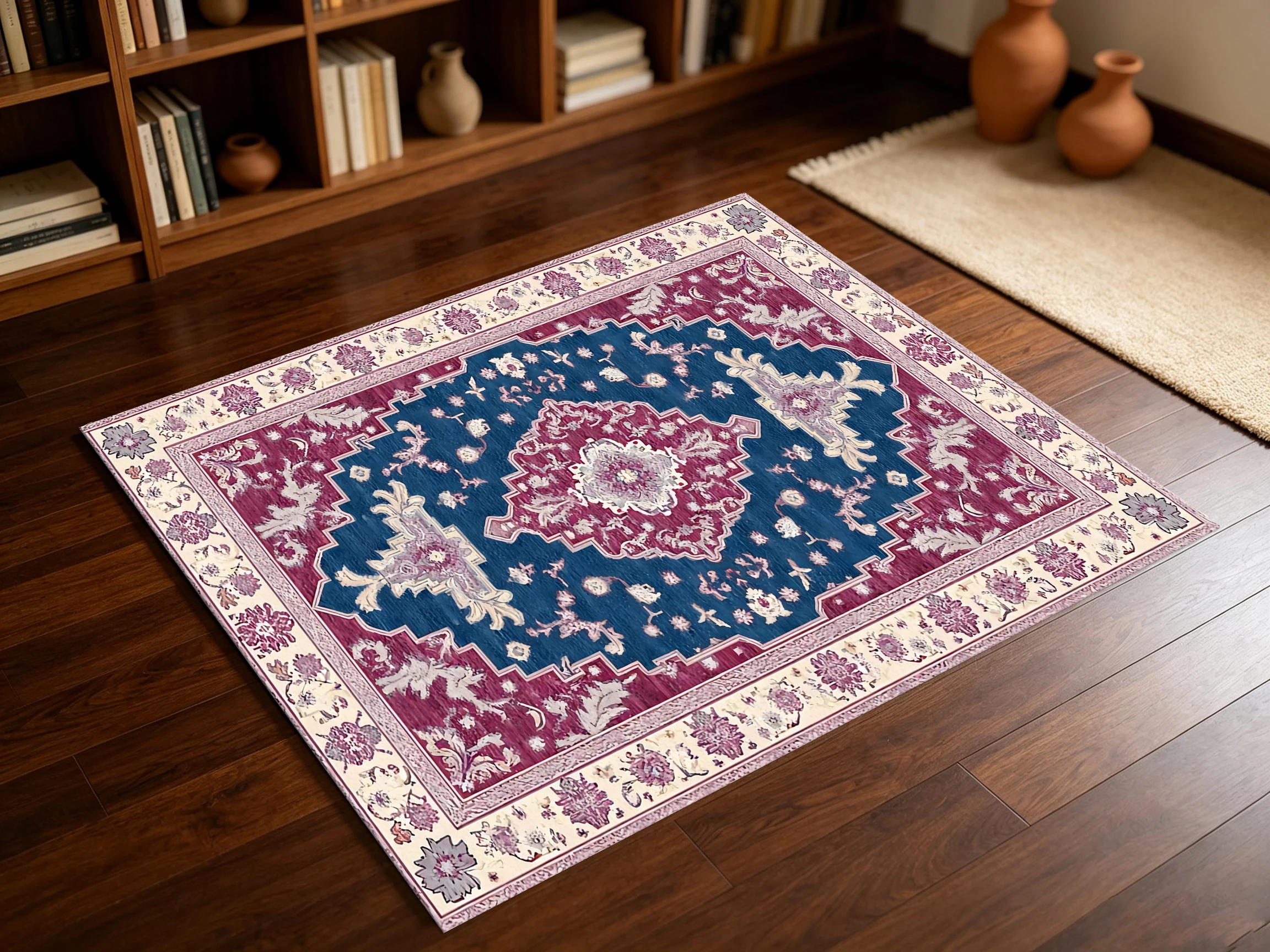 2D Large Rug with Retro Persian Pattern, Suitable for Living Room, Bedroom, and Coffee Table Area, Instantly Refreshes Autumn and Winter Decor