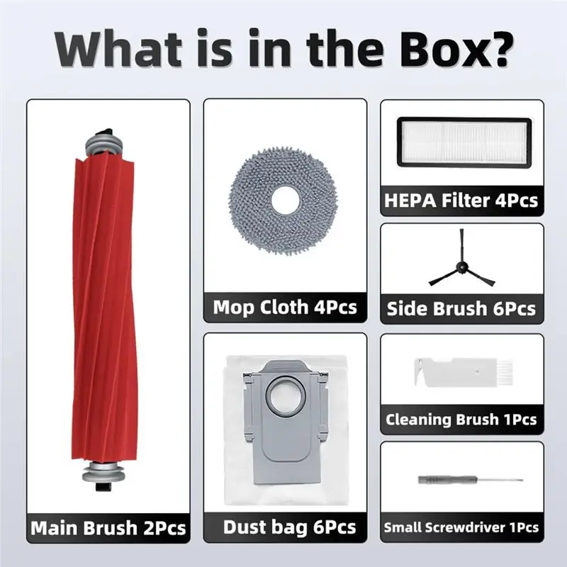 طقم قطع غيار المكنسة الكهربائية الروبوتية ABLE-ملحقات Qrevo S 24 قطعة لنماذج Roborock Qrevo S/Plus/Pro #6