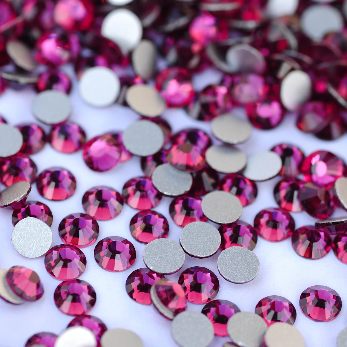 Fuchsia Hochwertige Glas-Strasssteine Kristall Flache Rückseite Flatback Strasssteine Nagelkunst DIY Basteldekorationen – Detail 7