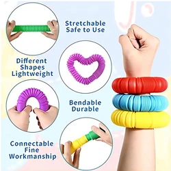 10-30 PCS Colorful Telescopic Pop Tubes, Plastic Sensory Fidget Toys for Adults Stress Relief