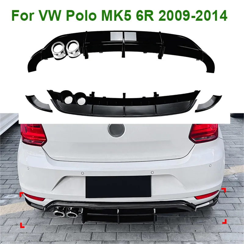 

2009-2014 For VW Polo MK5 6R Rear Bumper Lip Diffuser Spoiler Splitter Protector Car Styling Auto Accessories Decoration