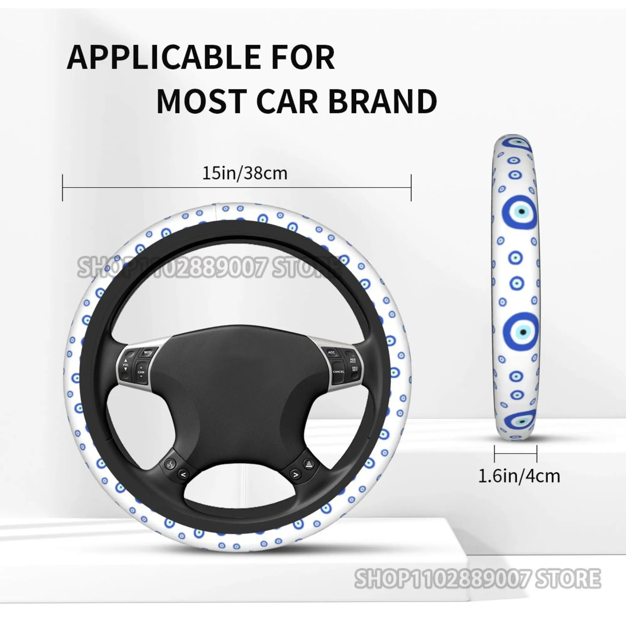 Evil Eye Protection Steering Wheel Covers Car Amulet Turkish Wheel Protector Anti-Slip Car Steering Wheel Accessories