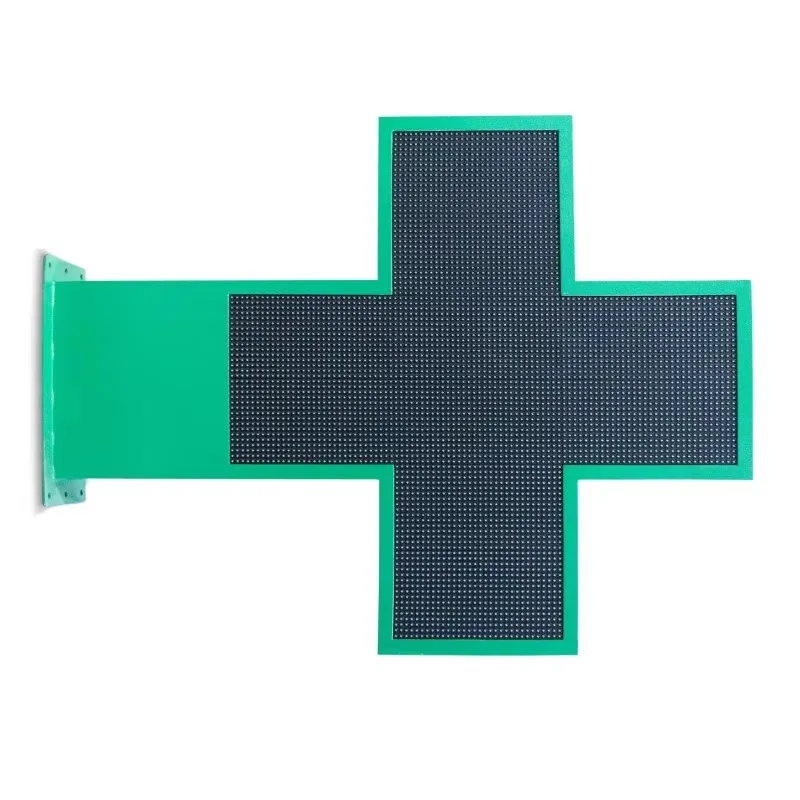 Outdoor Full Color Pharmacy Fixed Installation Light Emitting Diode Sign Information Cross Sign Display