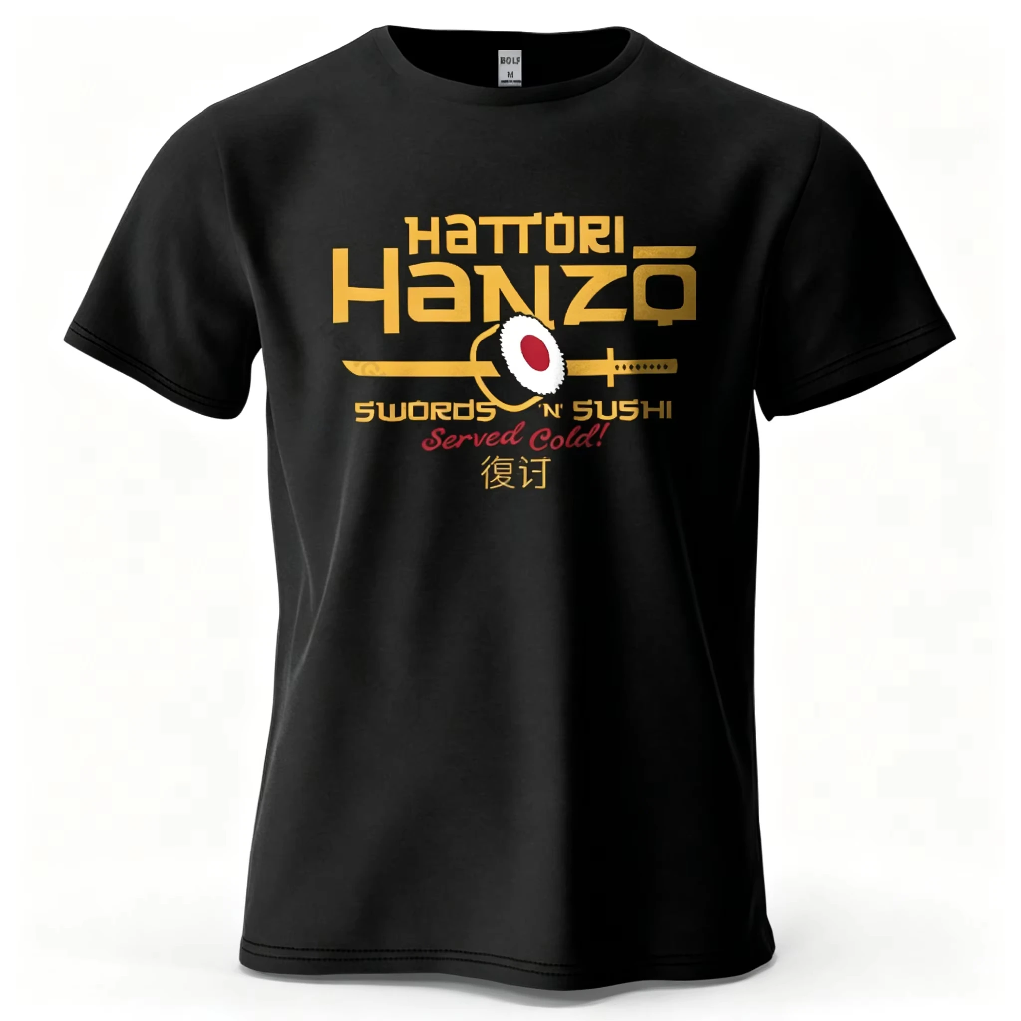 Hattori Hanzo Printed Men's T-Shirt 100% Cotton Oversized Anime Fashion Graphic Tees for Women Tops Streetwear Cultural Apparel.