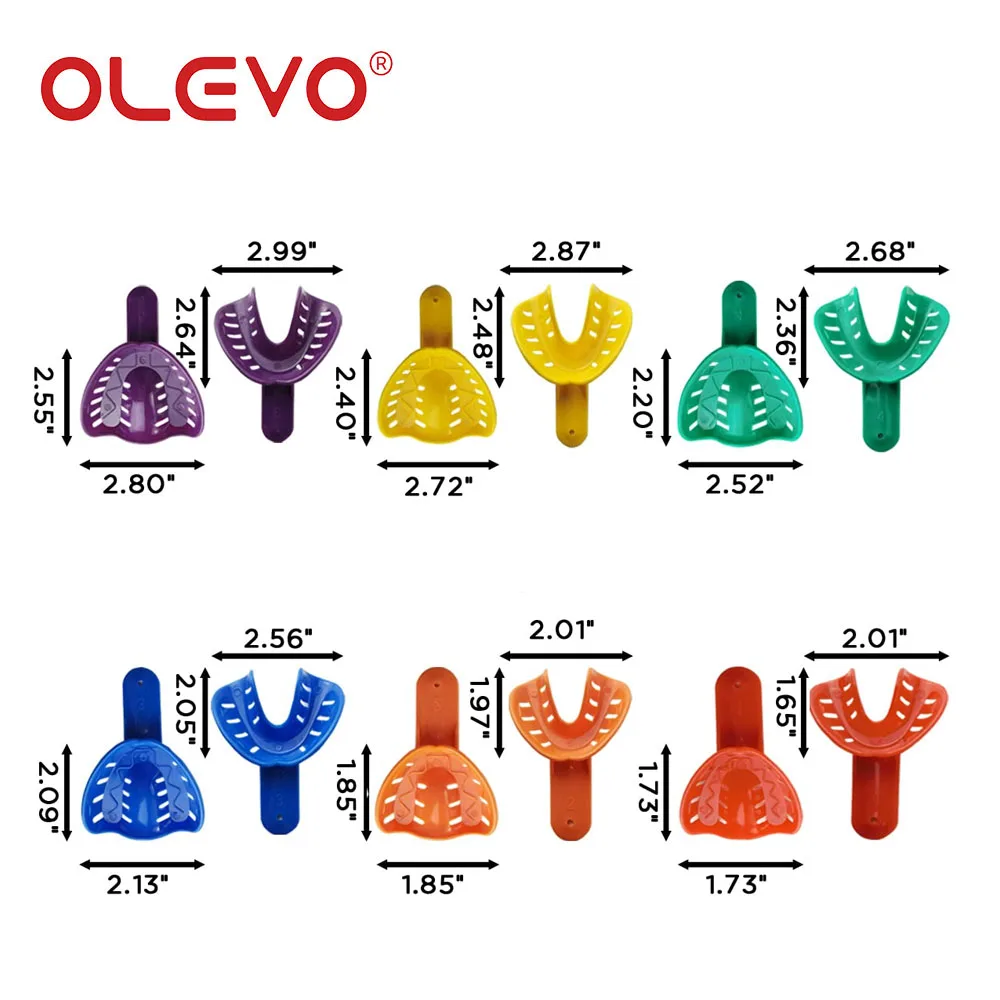 OLEVO 12Pcs Dental Impression Trays Orthodontic Upper Lower For Adult Kid Disposable Teeth Holder Colorful Dentistry Accessories