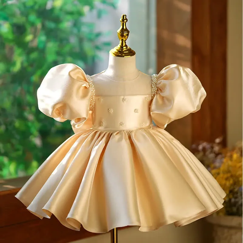 Vestidos de Competición para Niñas, Vestidos de Fiesta para Niñas Pequeñas, Vestido de Gala de Lujo, Vestido de Cóctel Corto, Vestido Formal de Satén para Comunión