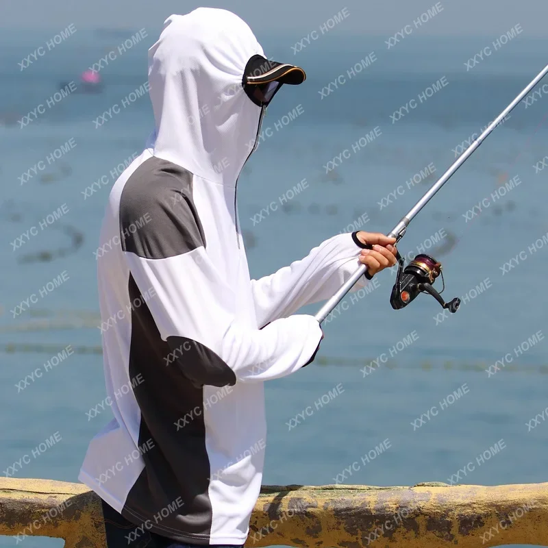 Outdoor fishing suit, fishing suit, breathable warm clothes, men's ultra-thin quick-drying sweat-absorbing cap chain L-XXL size