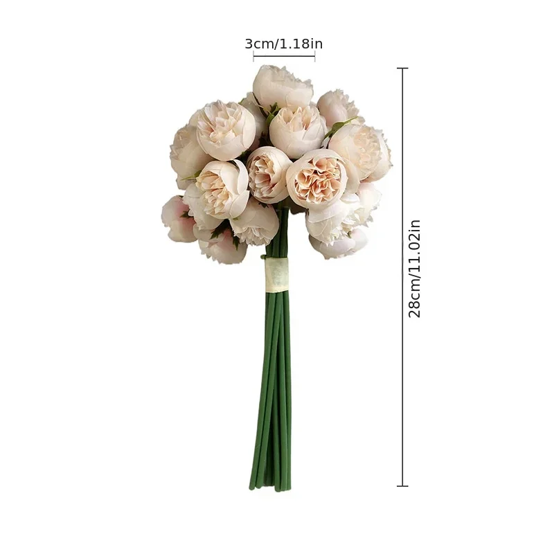 27 Heads Artificial Silk Peony Bouquet Luxury Home Decoration Table Flower Photography Props Fake Flower Wedding Bride Flower