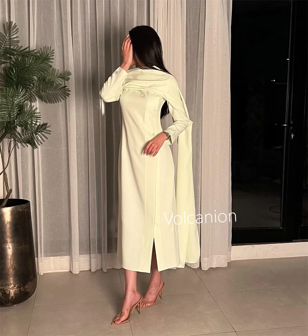 تخصيص جيرسي زر ألف خط Poretrait فساتين متوسطة الطول مناسبة مخصصة مساء مقاسات أنيقة بسيطة المتاحة