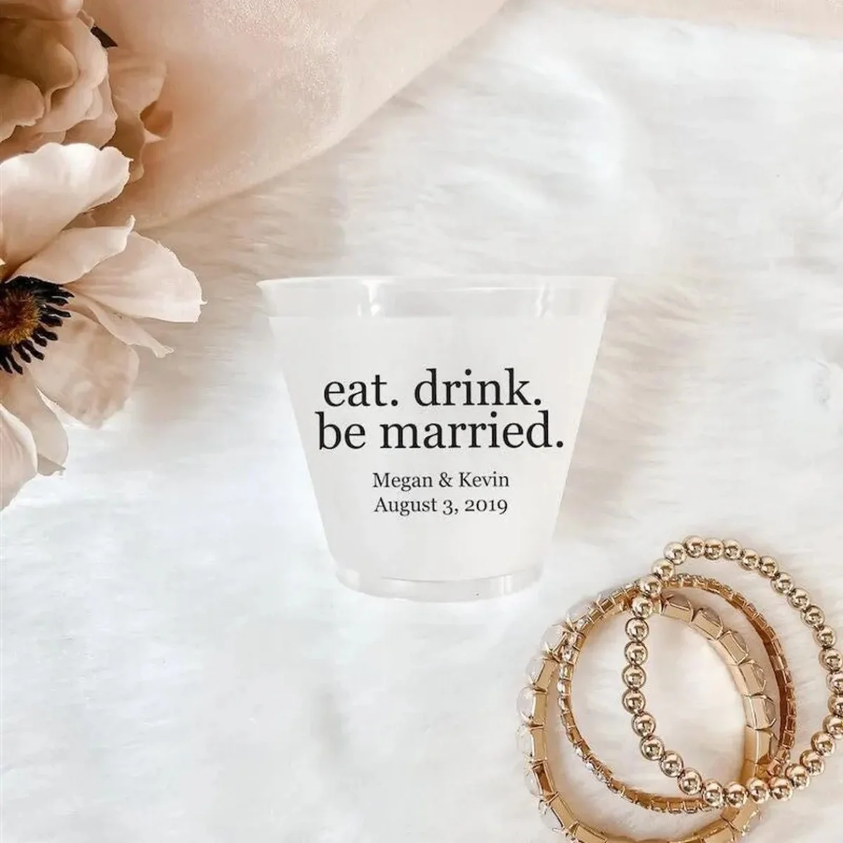 10/50 أكل مشروب Be Married أكواب الزفاف - أكواب بلاستيكية بلوري مخصصة، ديكور الزفاف، هدايا الزفاف، استقبال الزفاف دكتور #1