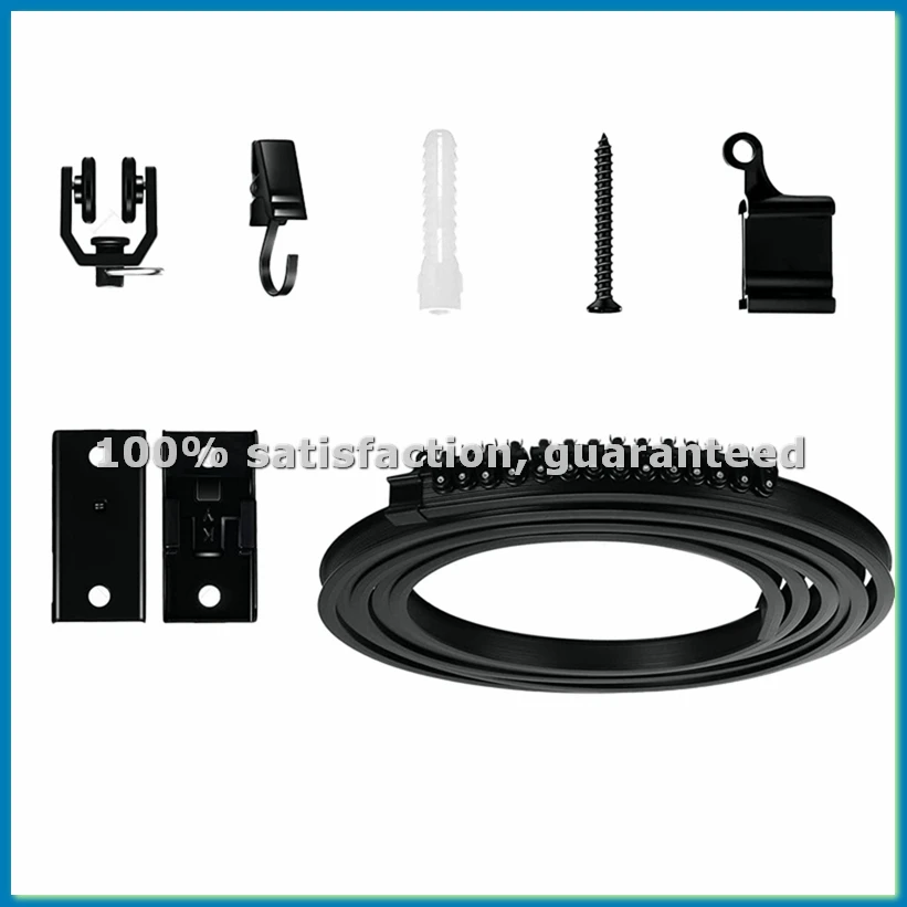 

Flexible Bendable Curtain Track, Ceiling Wall Mounted, Black Curved Heavy Duty RV Sliding Curtain Track 5Meter-FABY