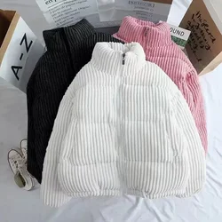 Corduroy cotton jacket Women's short winter jacket Fashion cotton jacket Loose fitting