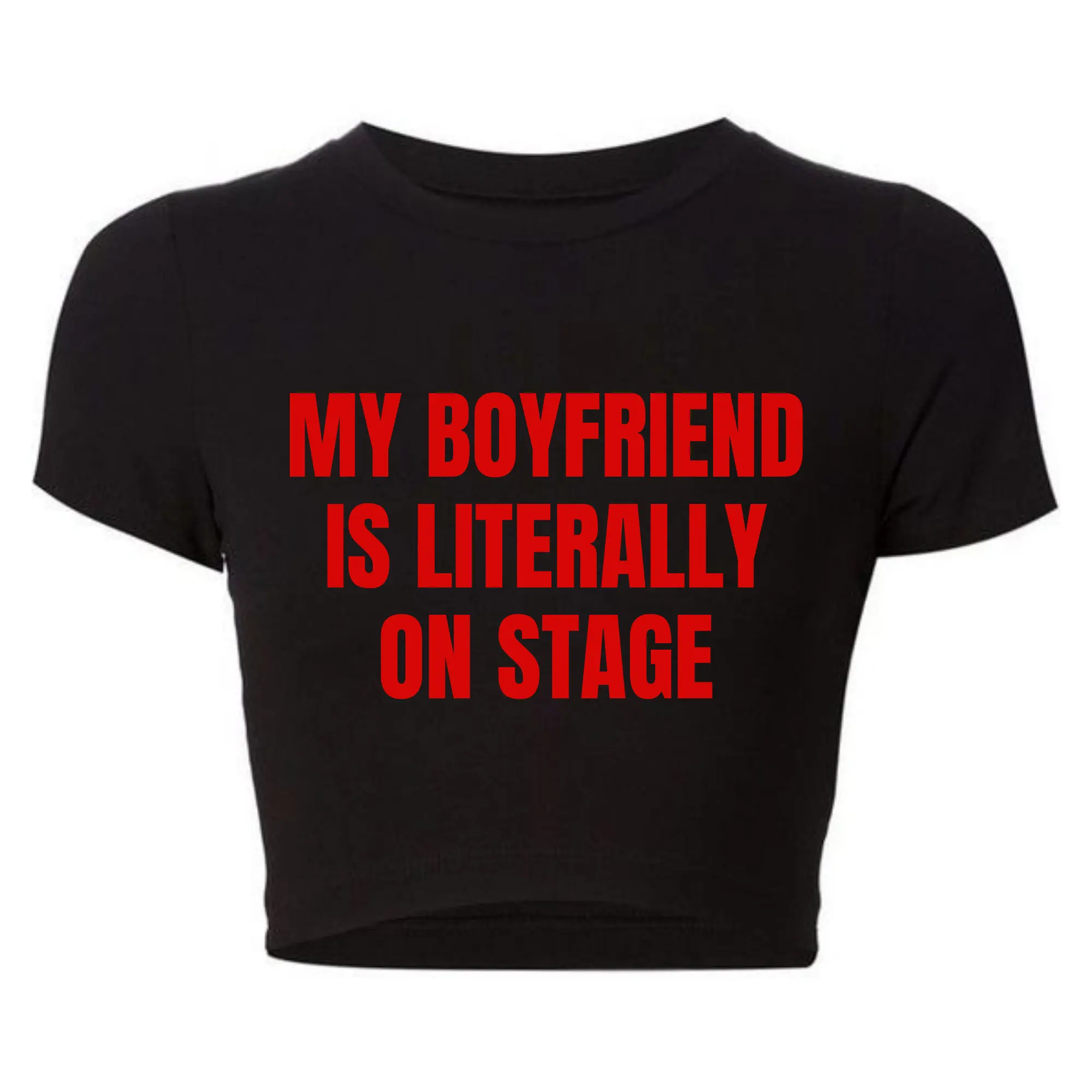 T-shirt à col rond pour femmes, My Boyfriend Is Niche Ally on Stage, ChimBaby Tee, Crop Top, Sexy Club Wear Outfits, Y2K Goth Clothes, Female T Shirt