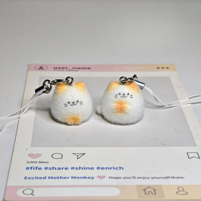 اليابانية لطيف توافدوا القط الهاتف سحر حزام Kawaii الكرتون الراتنج المفاتيح DIY حقيبة ملحق آيفون فتاة الهدايا القط الحبل