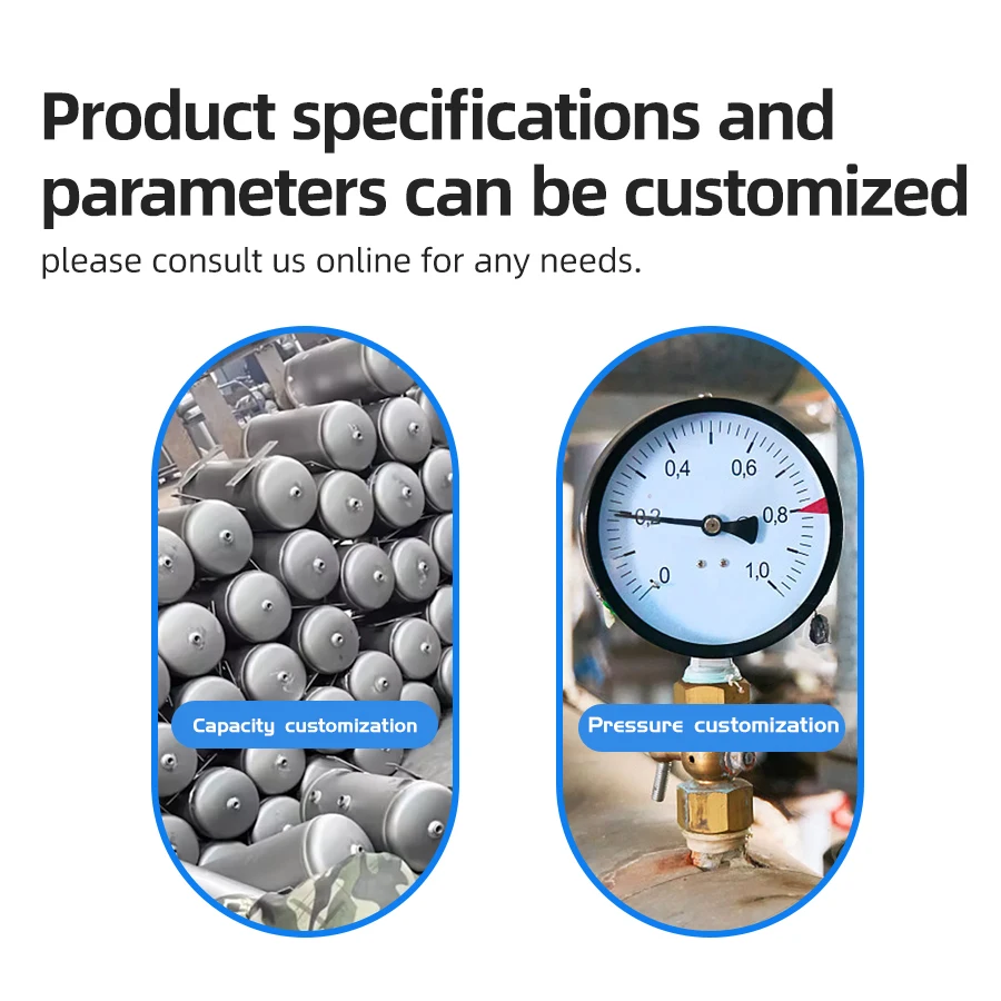 ASME Custom Aluminum/Stainless Steel Compressor Tank Small Horizontal Vacuum Buffer Pressure Air Reservoir Tank