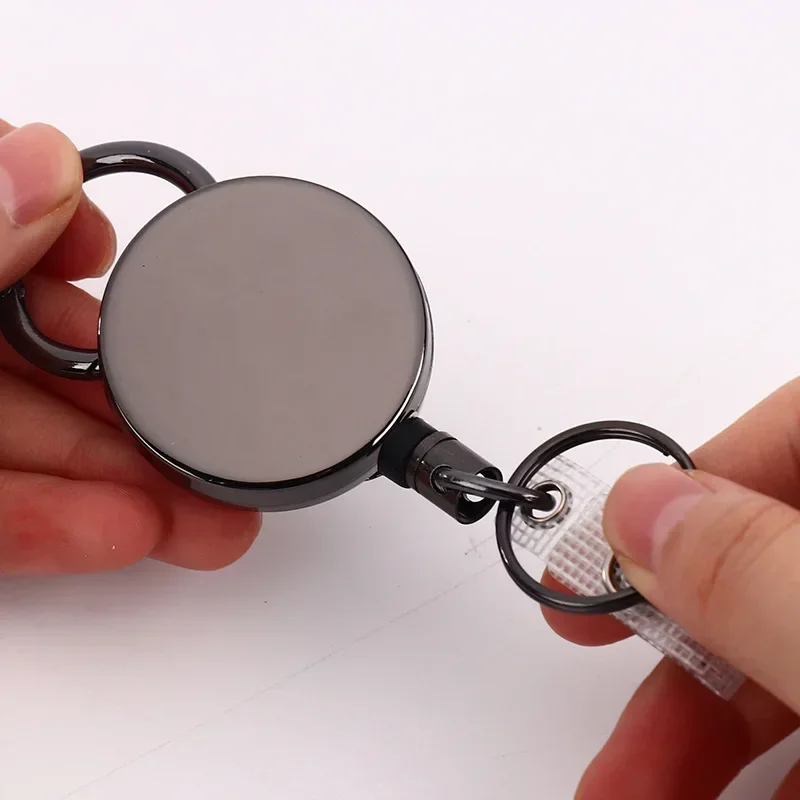 Retractable Keychain Badge Reel Holders Metal Heavy Duty With Carabiner Belt Clip And Key Ring For ID Card Name Holder