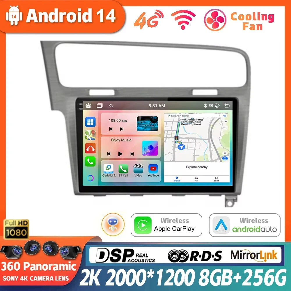 

Android 14 Car Radio For VW Volkswagen Golf 7 2013-2018 Multimedia Video Player Carplay GPS Navigation Audio 360 Camera 4G WIFI