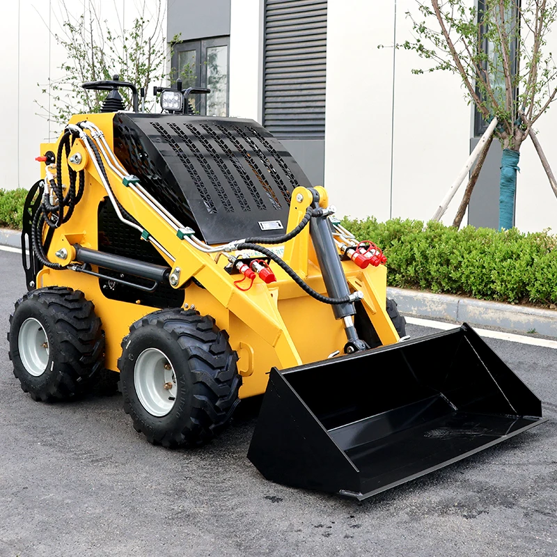 High-quality 300kg bracket-driven earth-moving machinery Mini wheel skid steer loader with grab