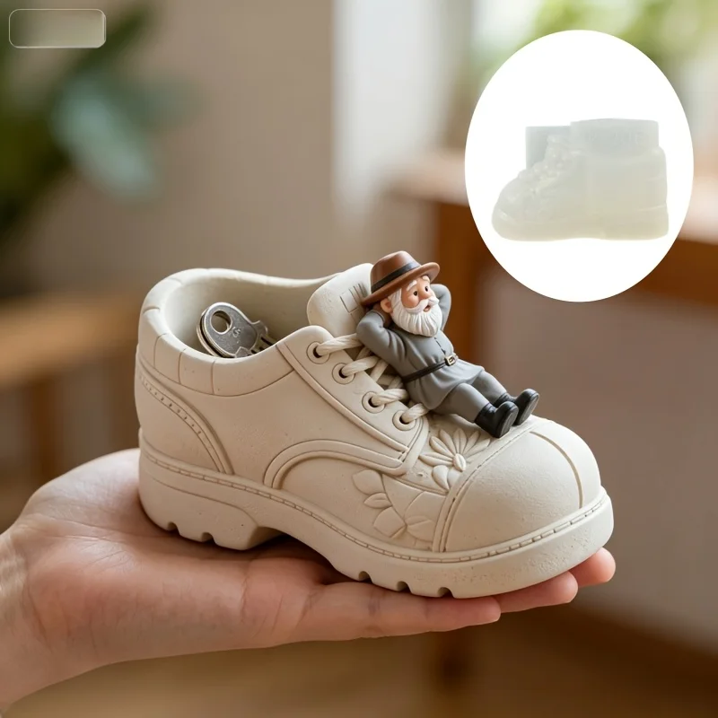 Santa Claus lying shoes succulent plant flowerpot resin silicone mold lazy grandpa shoe storage box candle cup gypsum mold