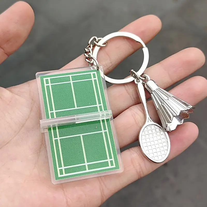 Table Tennis Table Three-dimensional Acrylic Keychain Badminton Keychain Souvenir Mini Tennis 1pcs Decorative Pendant