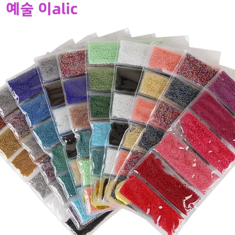 6 Colors Mini Nail Art Caviar Beads Studs for 3D Nail Tips Designs Decoration UV Gel Polish Compatible