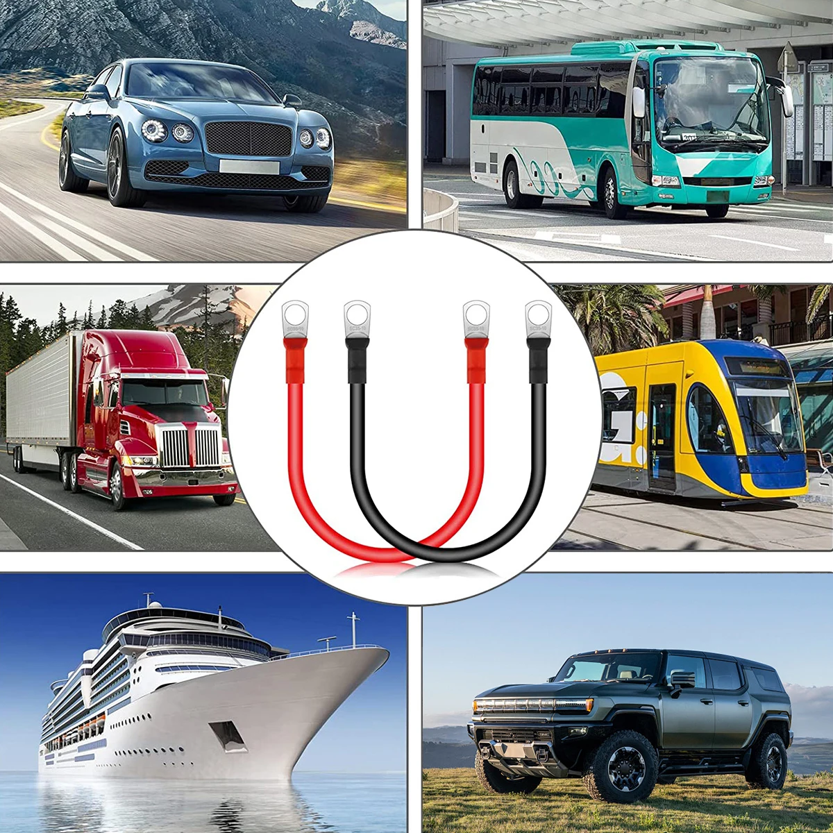 2Pcs Battery Inverter Cable 30cm 12V Copper Auto Battery Cable Waterproof Car Battery Leads for Truck Motorcycle Solar RV Marin