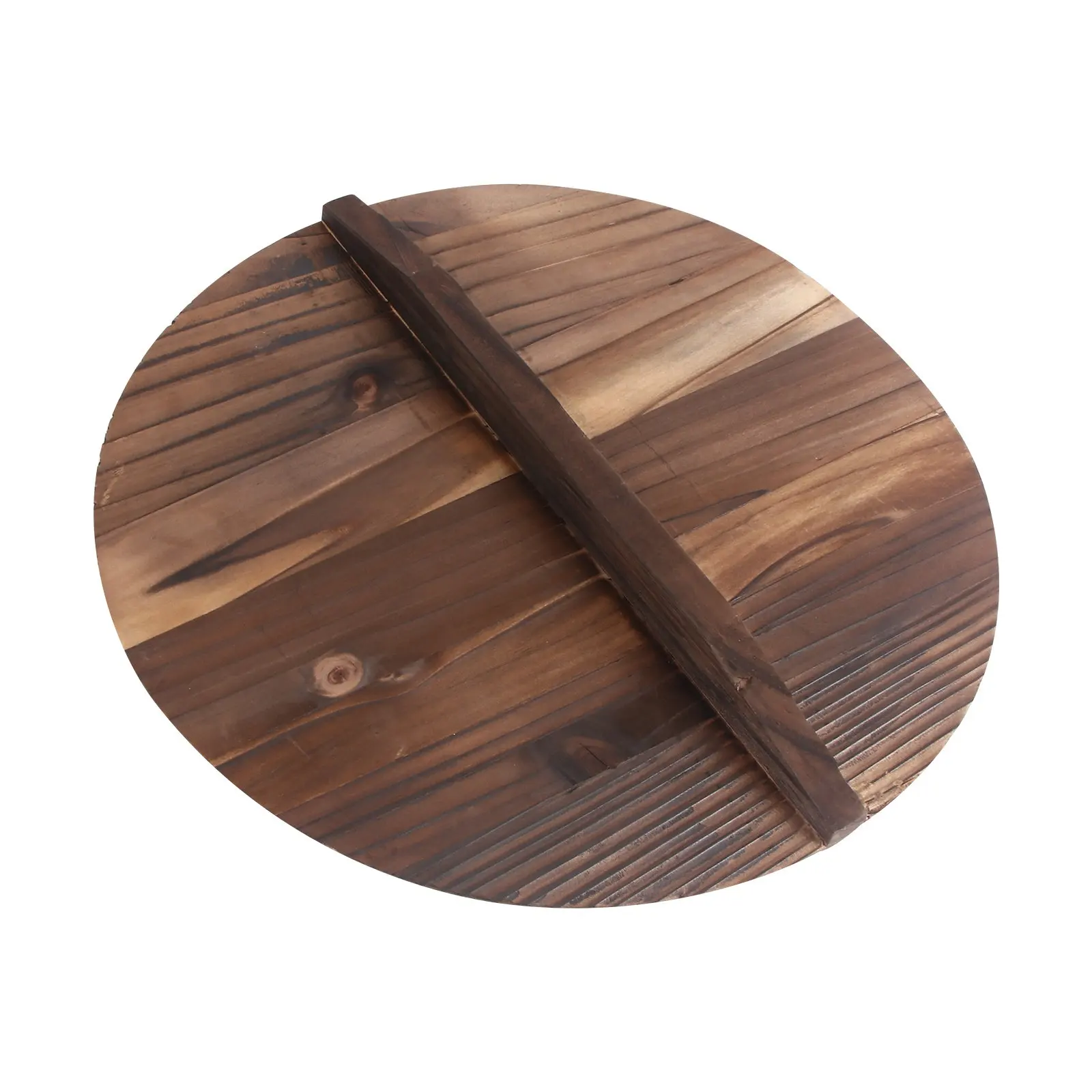 1Pcs Wooden Pot Lid Waterproof Moisture Proof Carbonized Splicing Pot Cover Handle Kitchen Cookware Household Kitchen Supplies