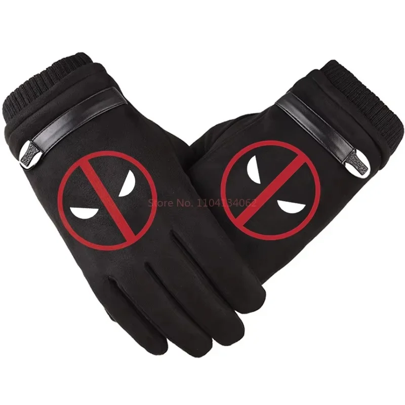 Marvel Peripheral Gloves Deadpool 2 Movie Men'S And Women'S Winter Fleece Warm Touch Screen Full Finger Half Finger Gloves