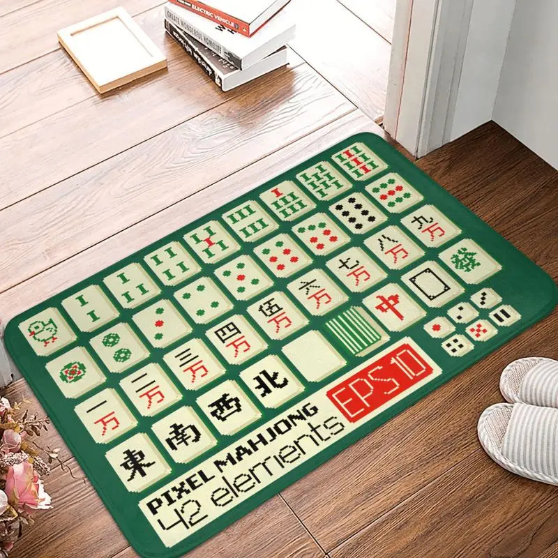 Custom Mahjong Tile Game Pattern Front Door Mat Anti-Slip Outdoor Absorbent Doormat Floor Bath Entrance Rug Carpet