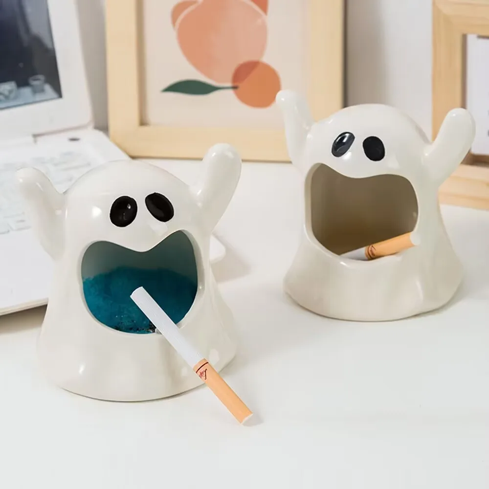 Funny cartoon ghost ashtray cute ghost candlestick decoration decoration American ceramic living room aromatherapy wax