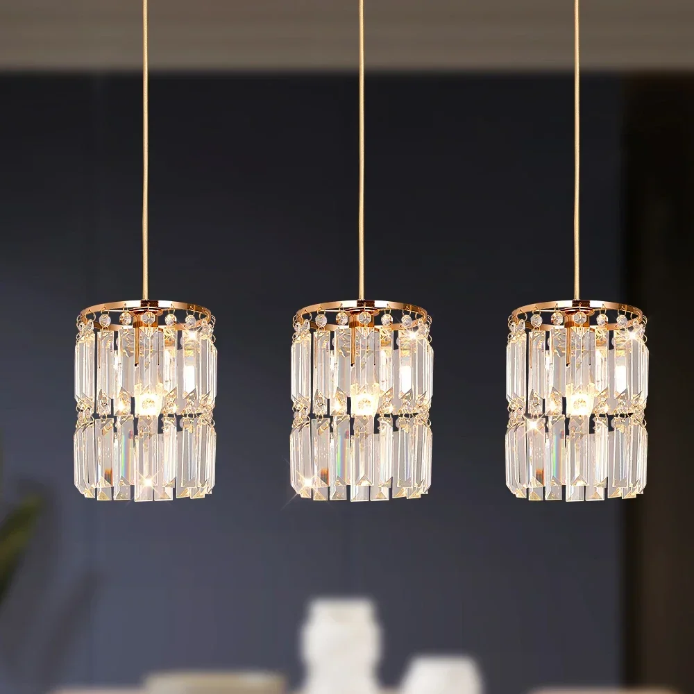 Nordic LED Gold Pendant Hanging Light Crystal Ceiling Lamps Modern Chandelier Lustre Dining Table Kitchen Island Decor Fixtures