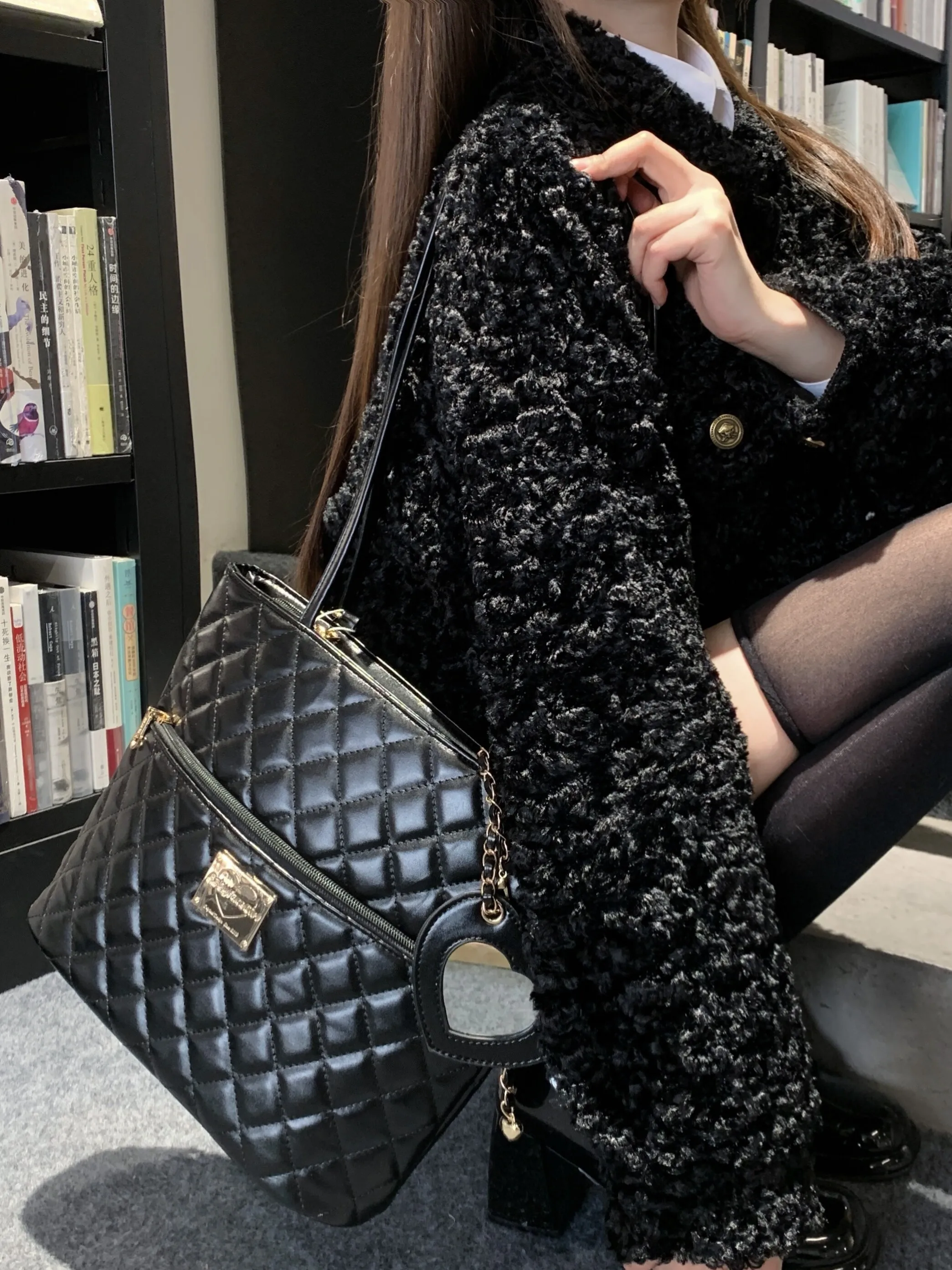 Black Backpack Sweet Preppy Style Patent Leather Rhombus Handbags Fashion Personality Crossbody Bag Classic Girl Shoulder Bags