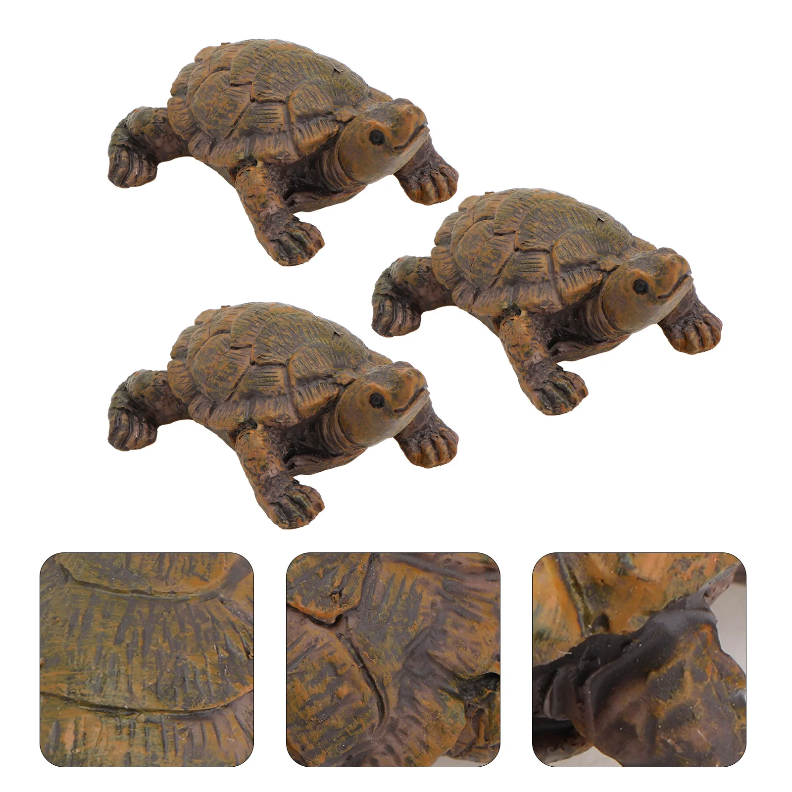 

3Pcs Imitation Turtle Decorations Mini Animal Decor for Home Office Gardening Landscaping Olive Decors