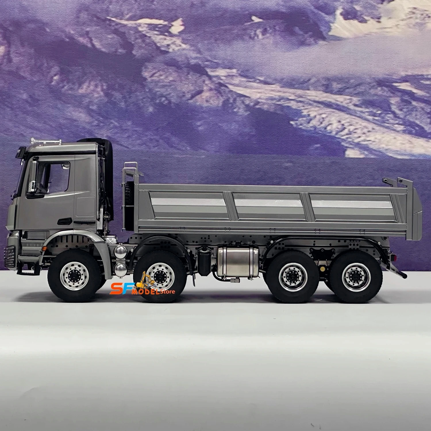 1/14 8x8 유압식 RC 덤프트럭 모델, 차동 잠금, 조명 및 사운드 시스템 탑재, 엔지니어링 기계 모델 RC 자동차 장난감