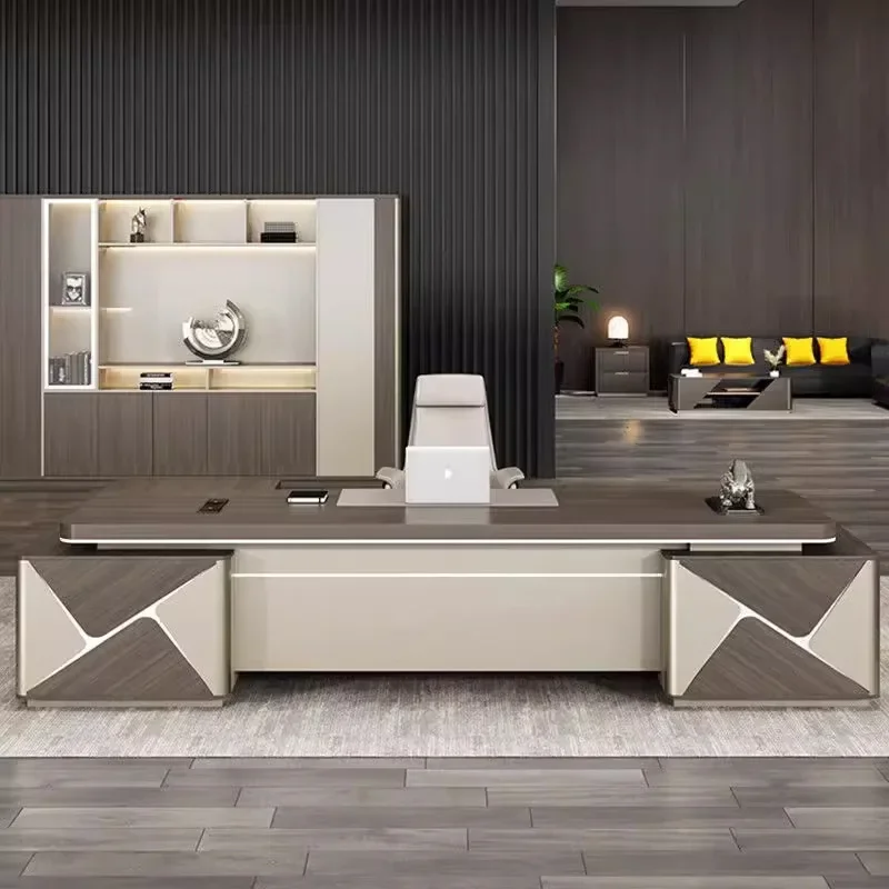 New office desk owner, modern minimalist large class desk, president's desk, office furniture manager, supervisor's desk and ch