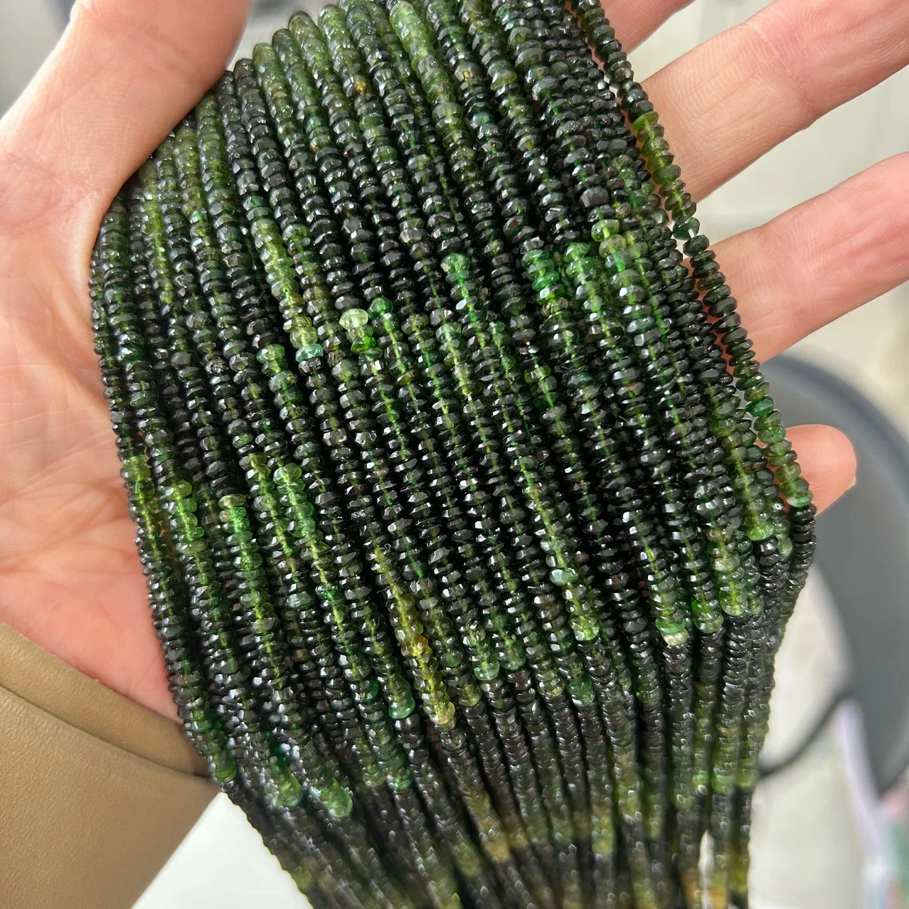 4A Tourmaline Square Faceted Roundelle Loose Beads 38cm Green Blue Yellow Nature Making Jewelry